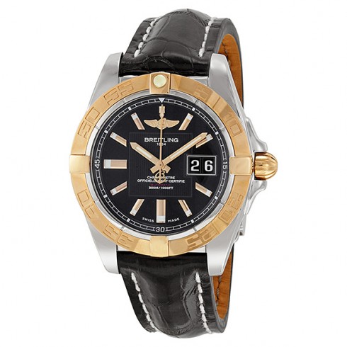 Breitling Galactic 41 Black Dial Black Crocodile Leather Automatic Men's Watch C49350L2-BA09BKCD watches