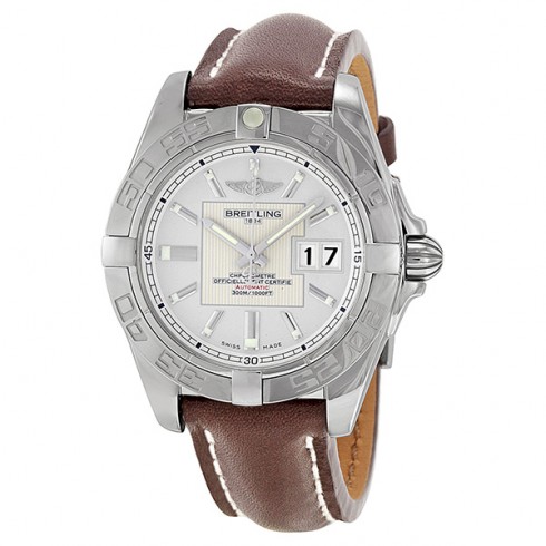 Breitling Galactic 41 Silver Dial Brown Leather Automatic Men's Watch A49350L2-G699BRLT watches
