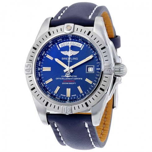 Breitling Galactic 44 Blue Dial Blue Leather Men's Watch A45320B9-C902BLLT watches