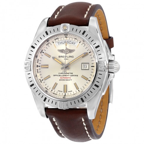 Breitling Galactic 44 Brown Leather Men's Watch A45320B9-G797BRLT watches