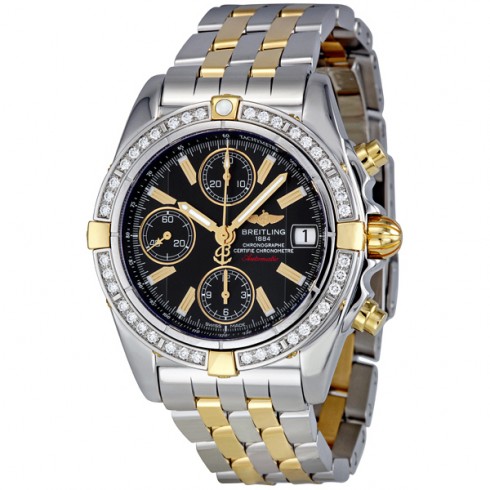 Breitling Galactic Chronograph Black Dial Diamond Bezel Automatic Men's Watch B13358LA-B974TT watches