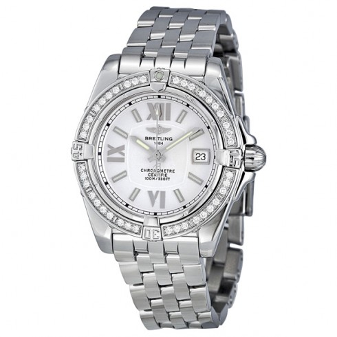 Breitling Galactic Silver Dial Diamond Ladies Watch A7135653-G649SS watches