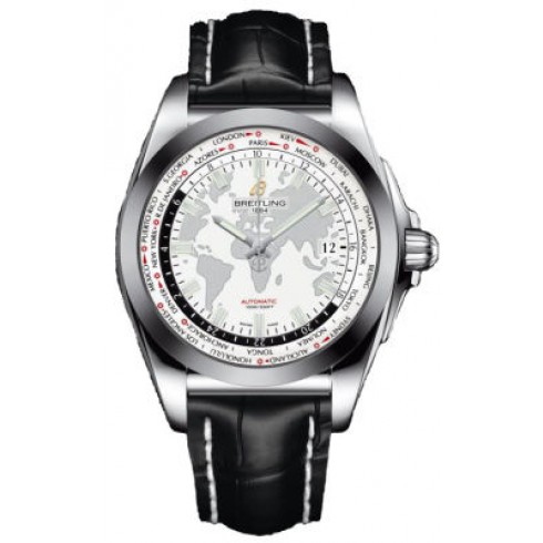 Breitling Galactic Unitime Antarctica White Dial Black Crocodile Leather Men's Watch WB3510U0-A777BKCT watches