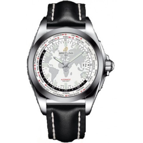 Breitling Galactic Unitime Antarctica White Dial Black Leather Automatic Men's Watch WB3510U0-A777BKLT watches