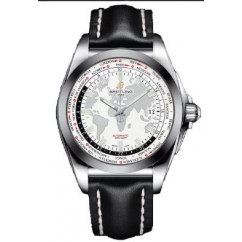 Breitling Galactic Unitime Antarctica White Dial Black Leather Men's Watch WB3510U0-A777BKLD watches