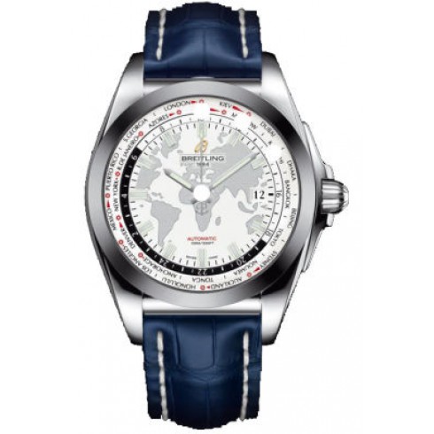 Breitling Galactic Unitime Antarctica White Dial Blue Crocodile leather Men's Watch WB3510U0-A777BLCT watches
