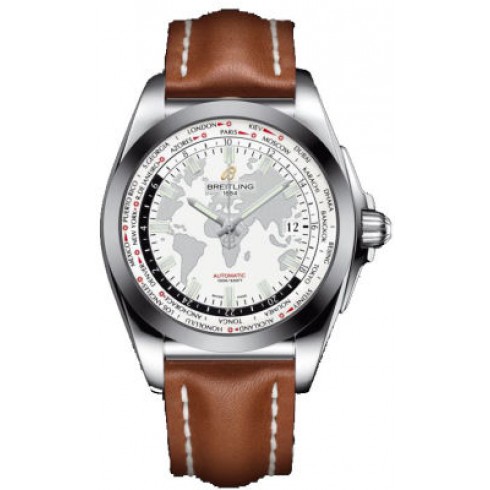 Breitling Galactic Unitime Antarctica White Dial Light Brown Leather Automatic Men's Watch WB3510U0-A777BRLT watches