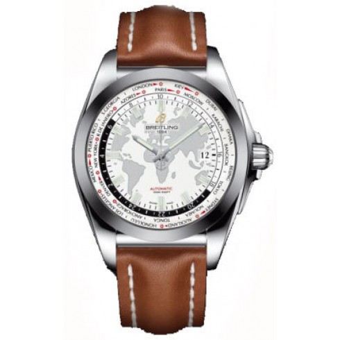 Breitling Galactic Unitime Antarctica White Dial Light Brown leather Deployment Men's Watch WB3510U0-A777BRLD watches
