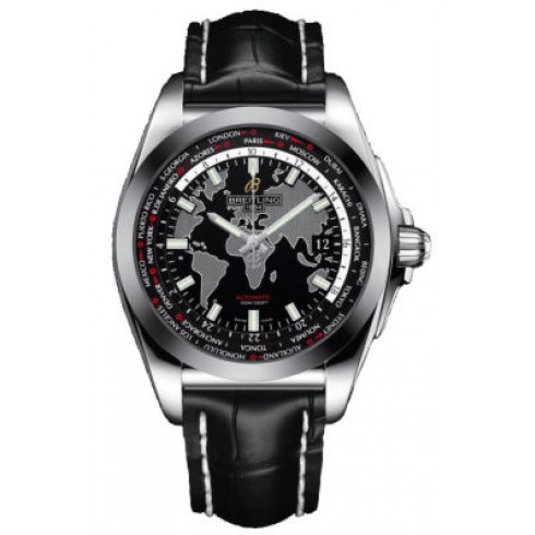 Breitling Galactic Unitime Black Crocodile Leather Men's Watch WB3510U4-BD94BKCD watches