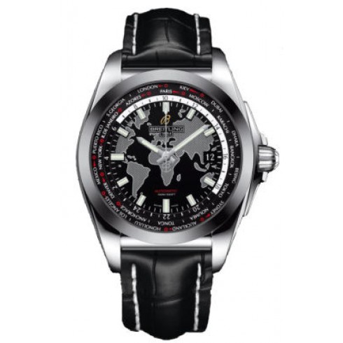 Breitling Galactic Unitime Black Crocodile Leather Men's Watch WB3510U4-BD94BKCT watches