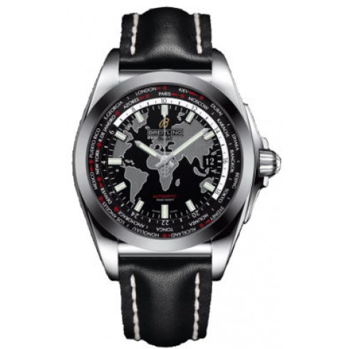 Breitling Galactic Unitime Black Dial Black Leather Automatic Men's Watch WB3510U4-BD94BKLD watches