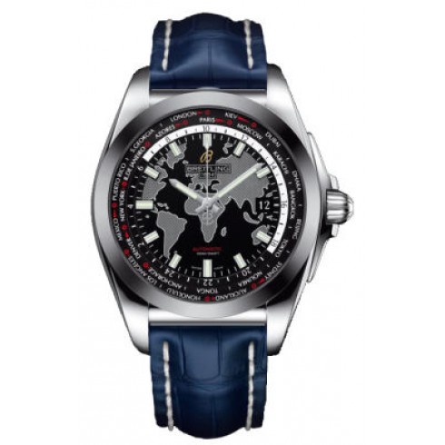 Breitling Galactic Unitime Black Dial Blue Crocodile Leather Automatic Men's watch WB3510U4-BD94BLCT watches