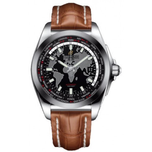 Breitling Galactic Unitime Black Dial Brown Crocodile Leather Automatic Men's watch WB3510U4-BD94BRCT watches