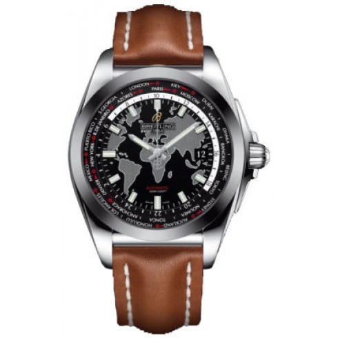 Breitling Galartic Unitime Black Dial Brown Leather Automatic Men's Watch WB3510U4-BD94BRLT watches