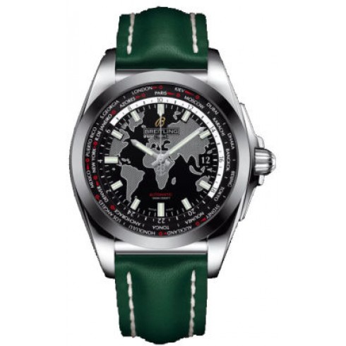 Breitling Unitime Black Dial Green Leather Automatic Men's Watch WB3510U4-BD94GRLT watches