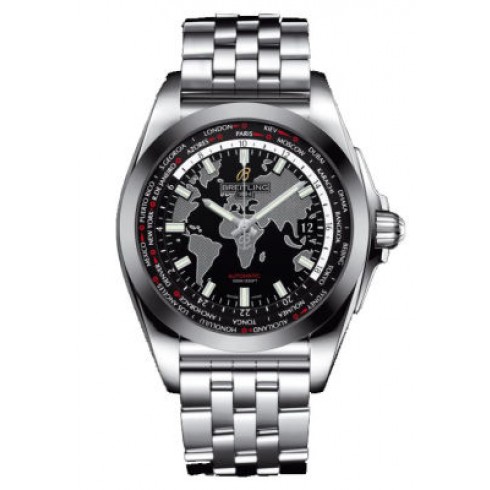 Breitling Galactic Unitime Black Dial Stainless Steel Automatic Men's Watch WB3510U4-BD94SS watches