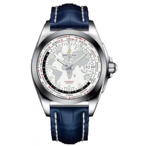 Replica Breitling Galactic Unitime White Dial Blue Crocodile Leather Men's Watch WB3510U0-A777BLCD Watch