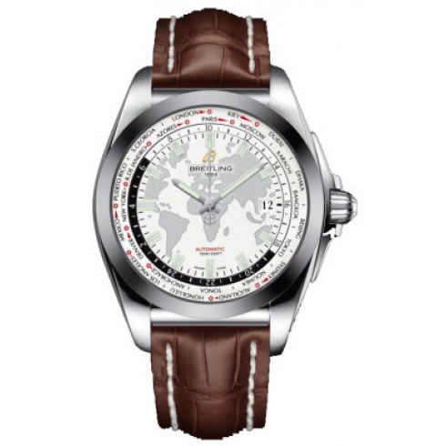 Breitling Galactic Unitime White Dial Dark Brown Leather Men's Watch WB3510U0-A777DBRCD watches