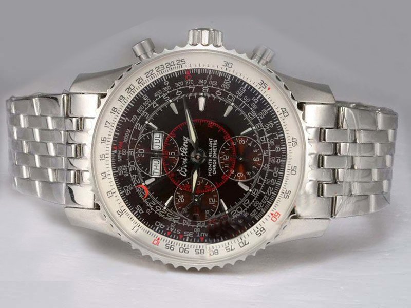 Breitling Montbrillant A21330 Round Black Dial Stainless Steel Case Watch watches