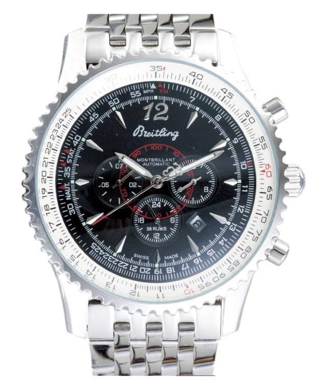 Breitling Montbrillant A4137012/B875-SS Stainless Steel Case Stainless Steel Bezel Black Dial Watch watches