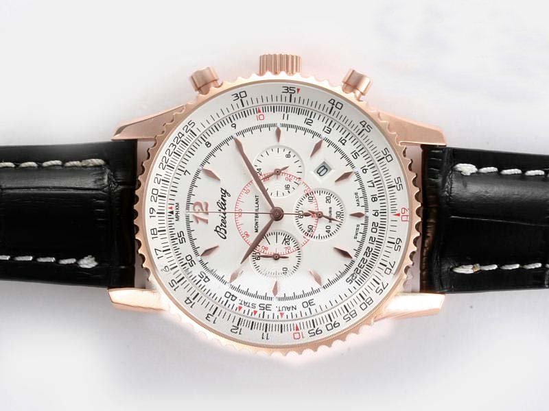 Breitling Montbrillant R4137012 Black Ostrich Leather Strap Midsize 46mm Watch watches