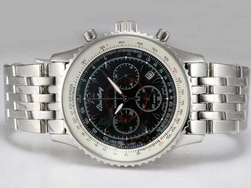 Breitling Montbrillant Steel Mens Round Quartz Chronograph Watch watches