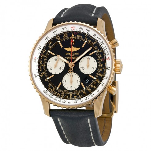 Breitling Navitimer 01 Chronograph Black Dial Black Leather Men's Watch RB012012-BA49BKLD watches
