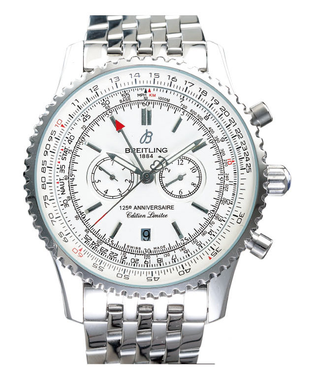 Breitling Navitimer 125e Anniversaire Steel Round Mens Silver Stainless Steel Strap Watch watches
