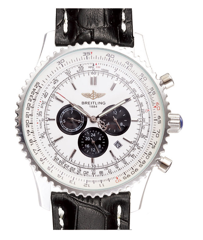 Breitling Navitimer A2332212/B635-1LD White Dial Black Crocodile Leather Strap Round Watch watches