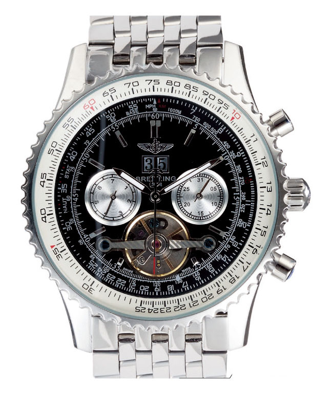 Breitling Navitimer A2432212-C651 Black Dial Tourbillon Stainless Steel Bezel Watch watches