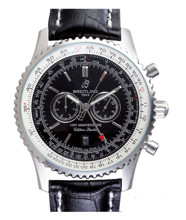 Breitling Navitimer A26322 Black Crocodile Leather Strap Round Mens Watch watches