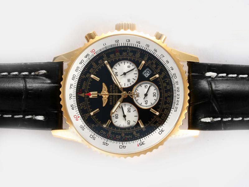 Breitling Navitimer Chronograph Steel 18K Gold Case Mens Watch watches
