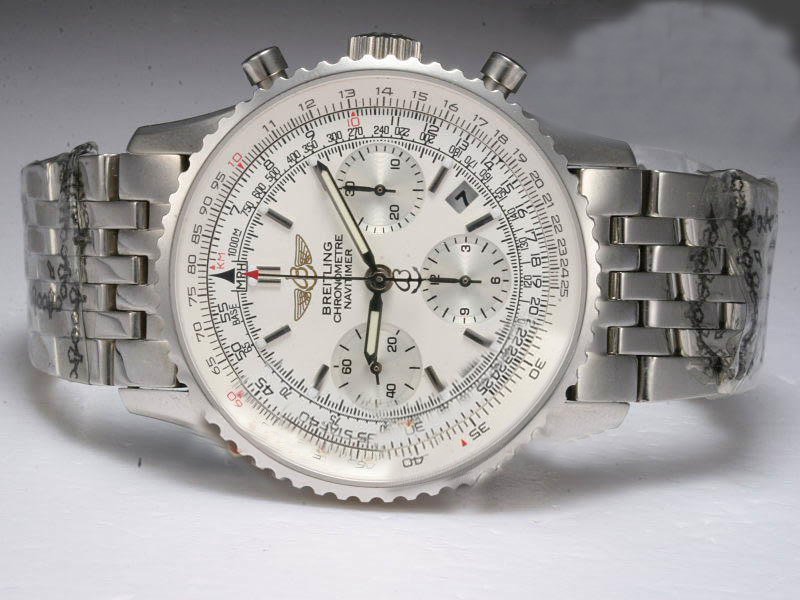 Breitling Navitimer Chronograph Steel 4 White Dial Automatic Round Watch watches
