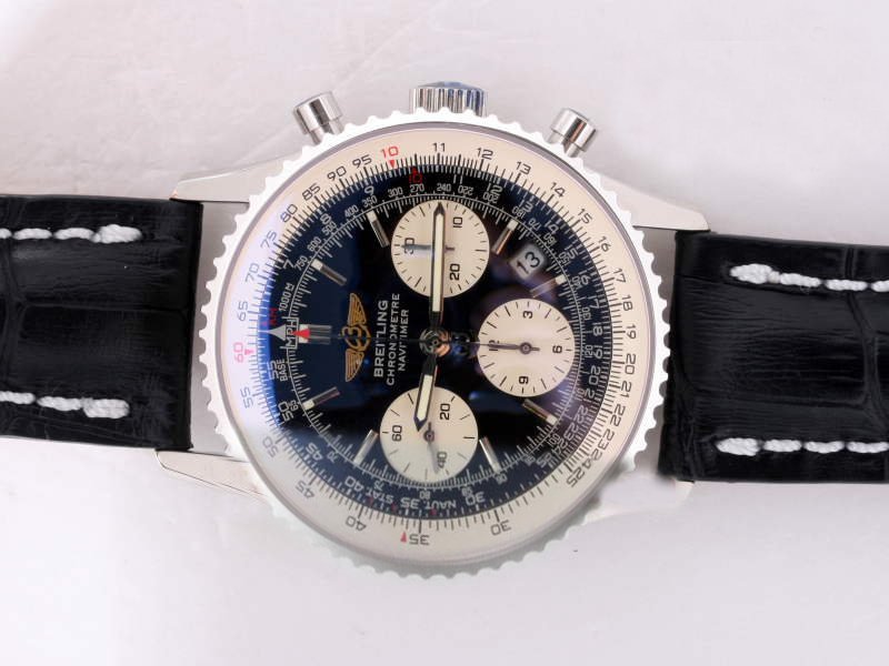 Breitling Navitimer Chronograph Steel Black Dial Stainless Steel Bezel Watch watches