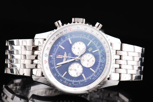 Breitling Navitimer Chronograph Steel Silver Stainless Steel Strap Blue Dial 48mm Watch watches