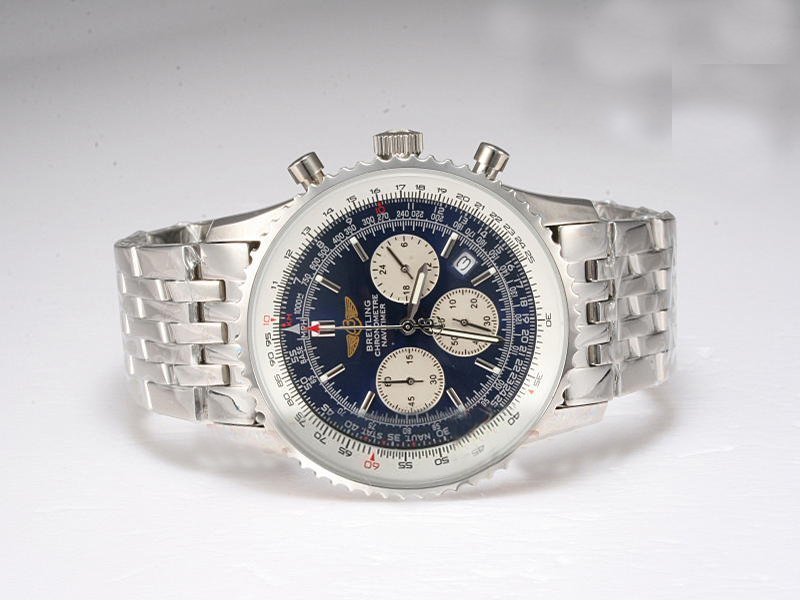 Replica Breitling Navitimer Chronograph Steel Silver Stainless Steel Strap Mens Stainless Steel Bezel Watch Watch