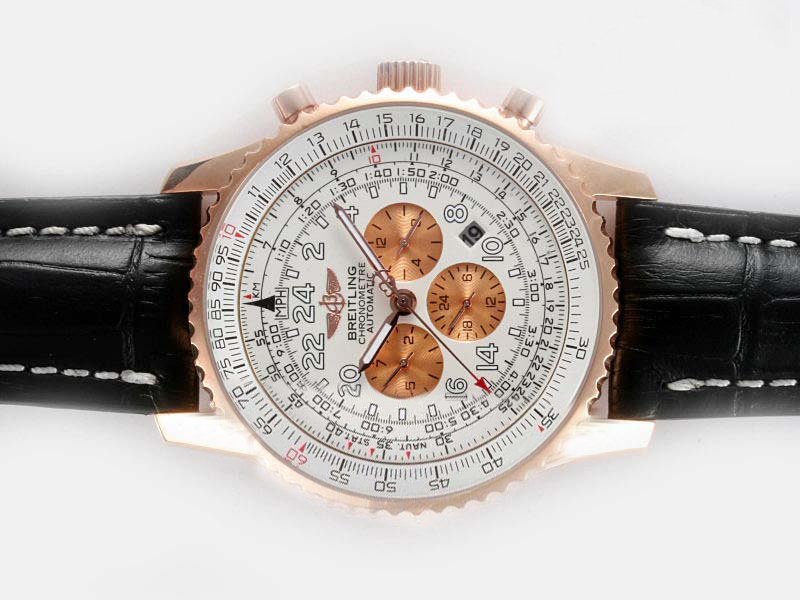 Breitling Navitimer Cosmonaute A2232212 White Dial Rose Gold Bezel Automatic Watch watches