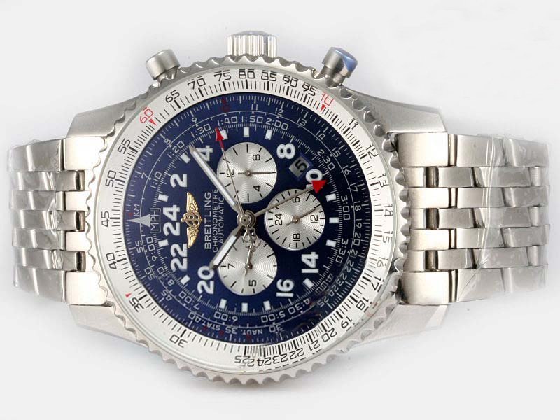 Breitling Navitimer Cosmonaute Steel Blue Dial Automatic Stainless Steel Bezel Watch watches