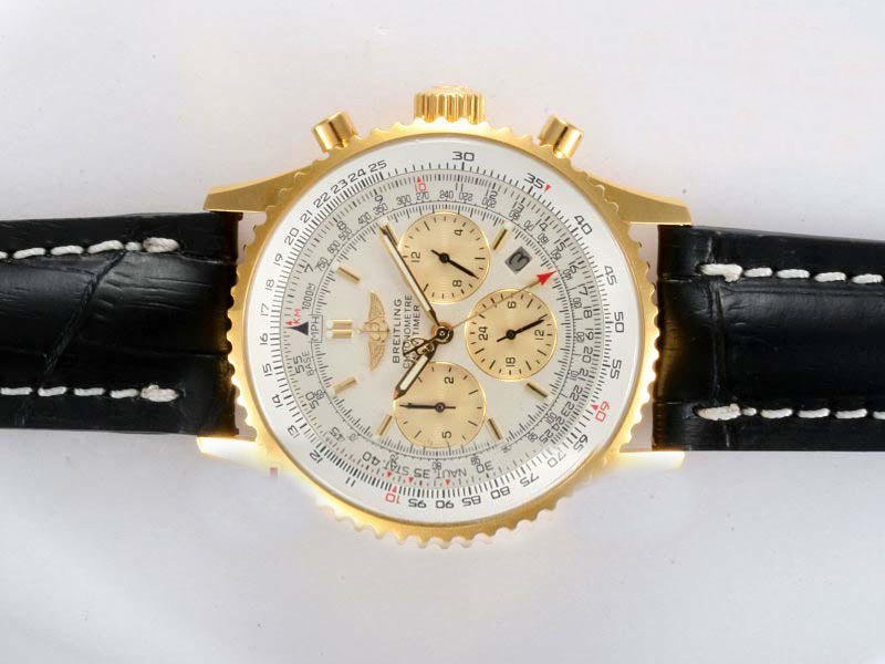 Breitling Navitimer Heritage Yellow Gold Automatic Round White Dial Watch watches