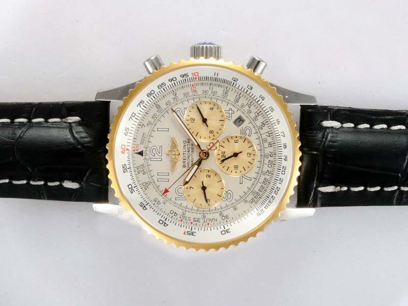 Breitling Navitimer Heritage Yellow Gold Yellow Dial Black Stainless Steel Strap 42mm Watch watches