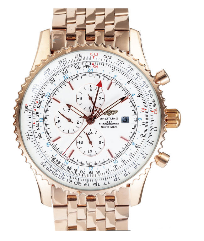 Breitling Navitimer World A 24322 Mens Rose Gold Rose Gold Strap Round Watch watches