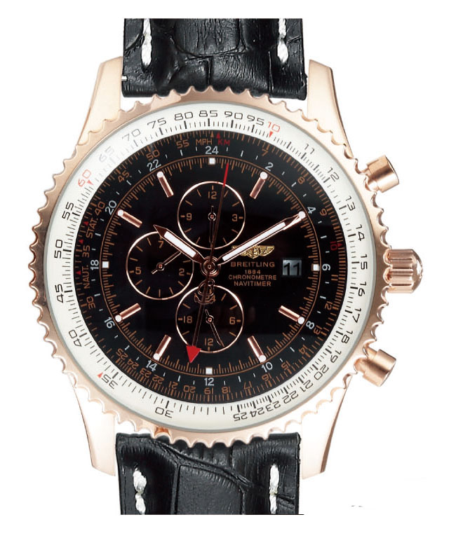 Breitling Navitimer World A24322 Mens Rose Gold Case Round Watch watches