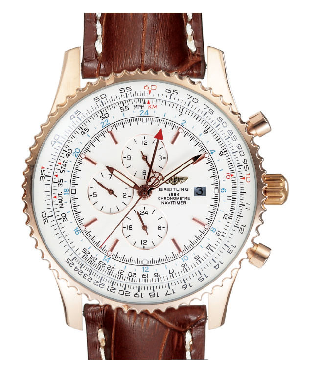 Breitling Navitimer World A24322 White Dial Stainless Steel with Rose Gold Bezel Automatic Watch watches