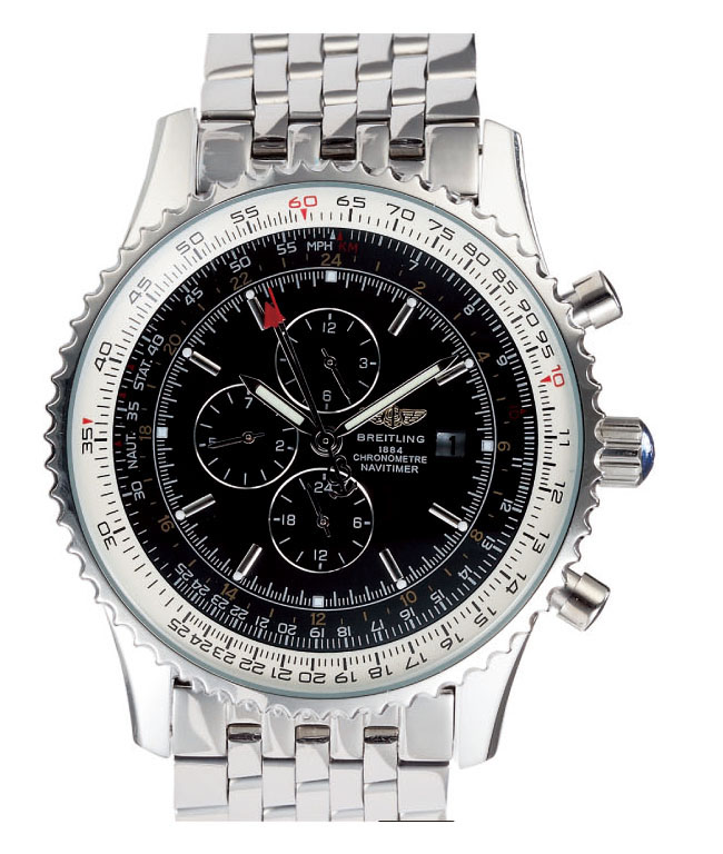 Breitling Navitimer World A2432212/B726-SS Mens Round Silver Stainless Steel Strap Watch watches