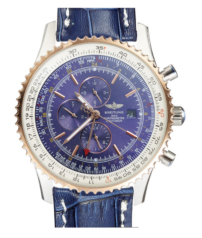 Breitling Navitimer World A2432212-C651-102X Round Blue Crocodile Leather Strap Blue Dial Watch watches