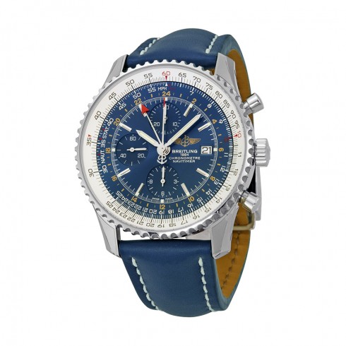 Breitling Navitimer World Automatic Chronograph Blue Dial Blue Leather Men's Watch A2432212-C651BLLD watches