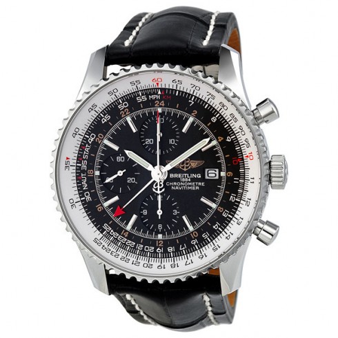 Breitling Navitimer World Black Dial Crocodile Leather Automatic Men's Watch A2432212-B726BKCD watches