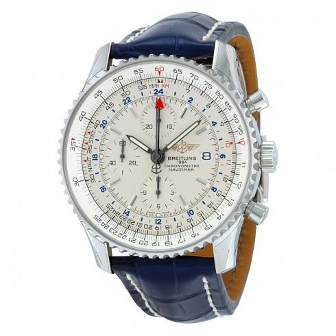 Breitling Navitimer World Chronograph Automatic Silver Dial Men's Watch A2432212-G571BLCD watches