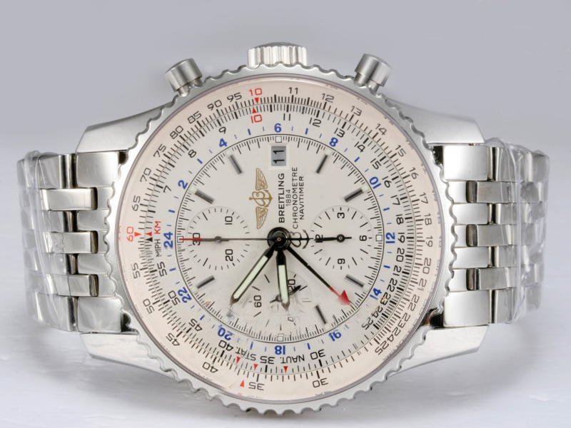 Breitling Navitimer World Steel 4 White Dial Automatic Round Watch watches
