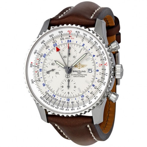 Breitling Navitimer World Steel Brown Strap Watch A2432212-G571BRLT watches